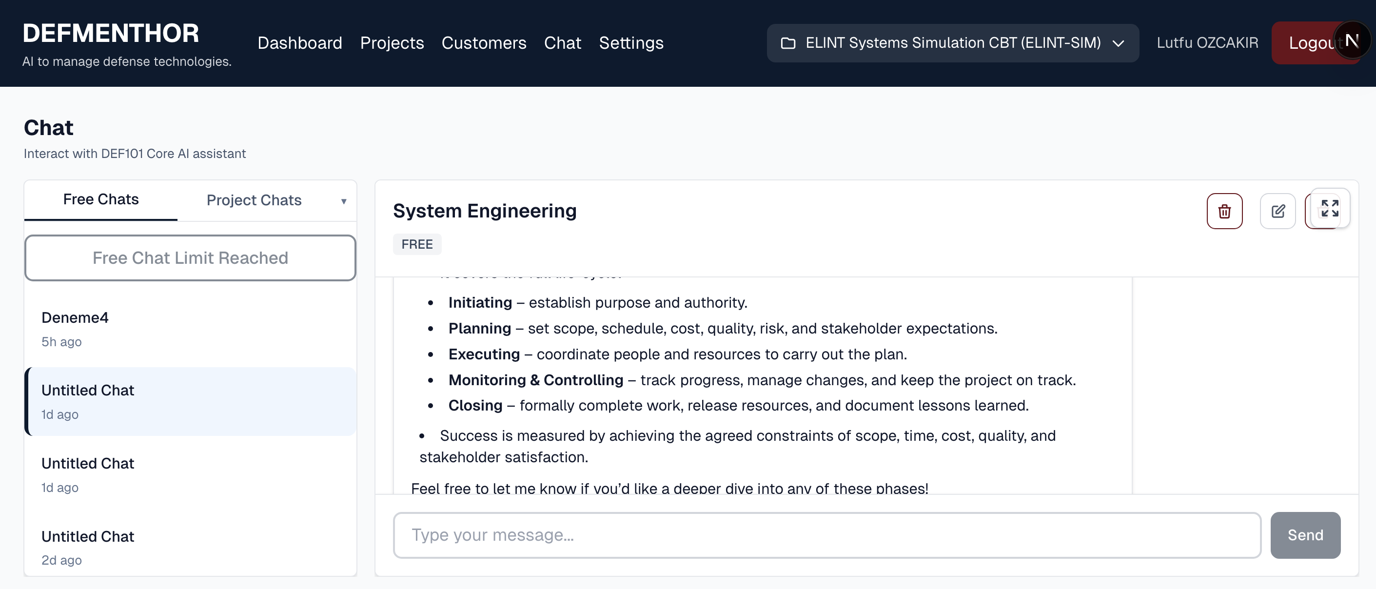 DEFMENTHOR AI Chat Interface